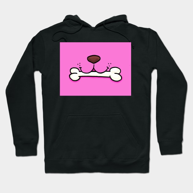 Dog Mouth With Bone Face Mask (Pink) Hoodie by dogbone42